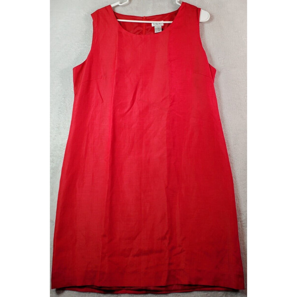 ISC Tank Dress Women Size Large Red Silk Sleeveless Round Neck Lined Back Zipper - Picture 1 of 8